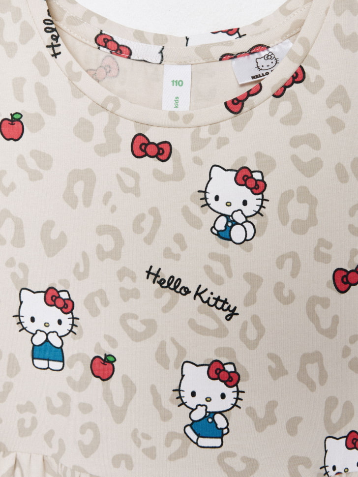 Трикотажное платье с принтом Hello Kitty для девочек. Фото №6