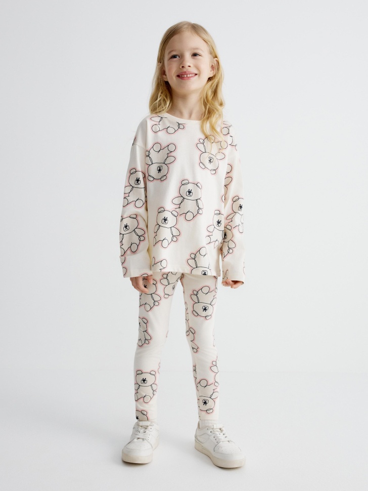 леггинсы с принтом для девочек от бренда sela вид слева