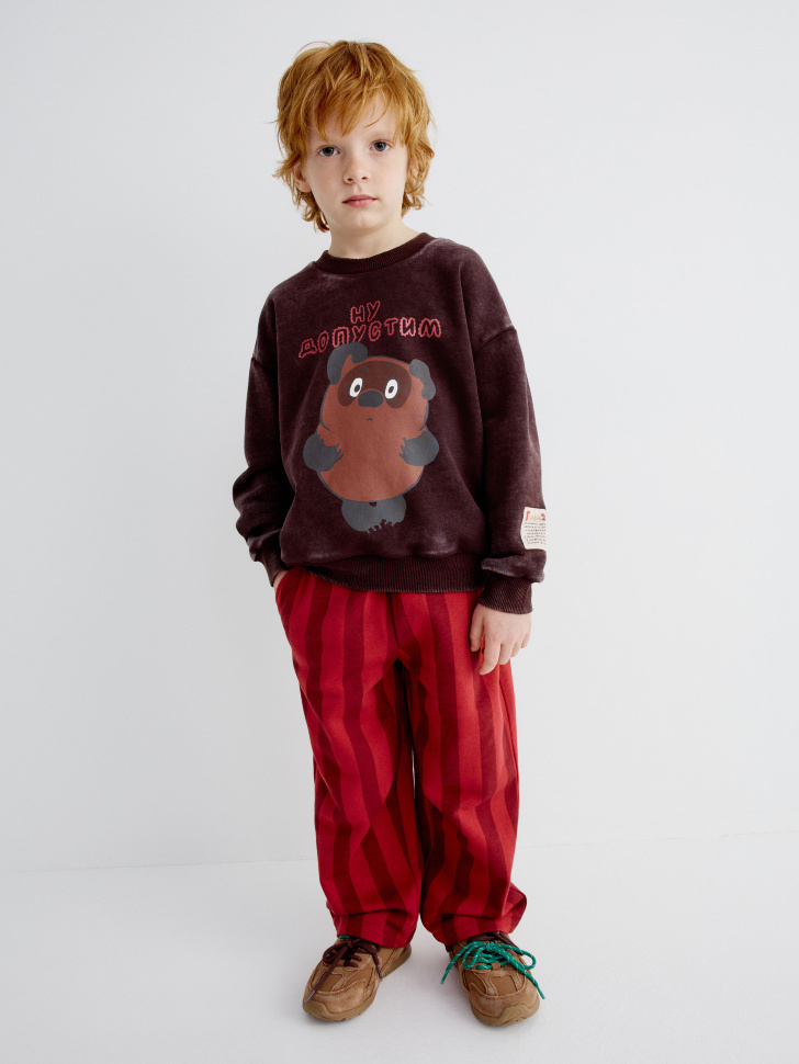 Трикотажные брюки SELA в полоску, красный, арт. 33943