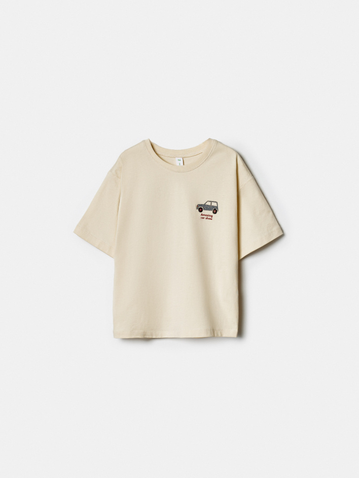 Футболка SELA оверсайз с принтом, бежевый, арт. 38797