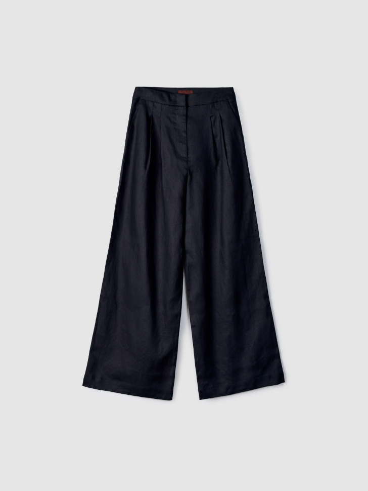 Широкие брюки Sela из льна, черный, арт. 52780