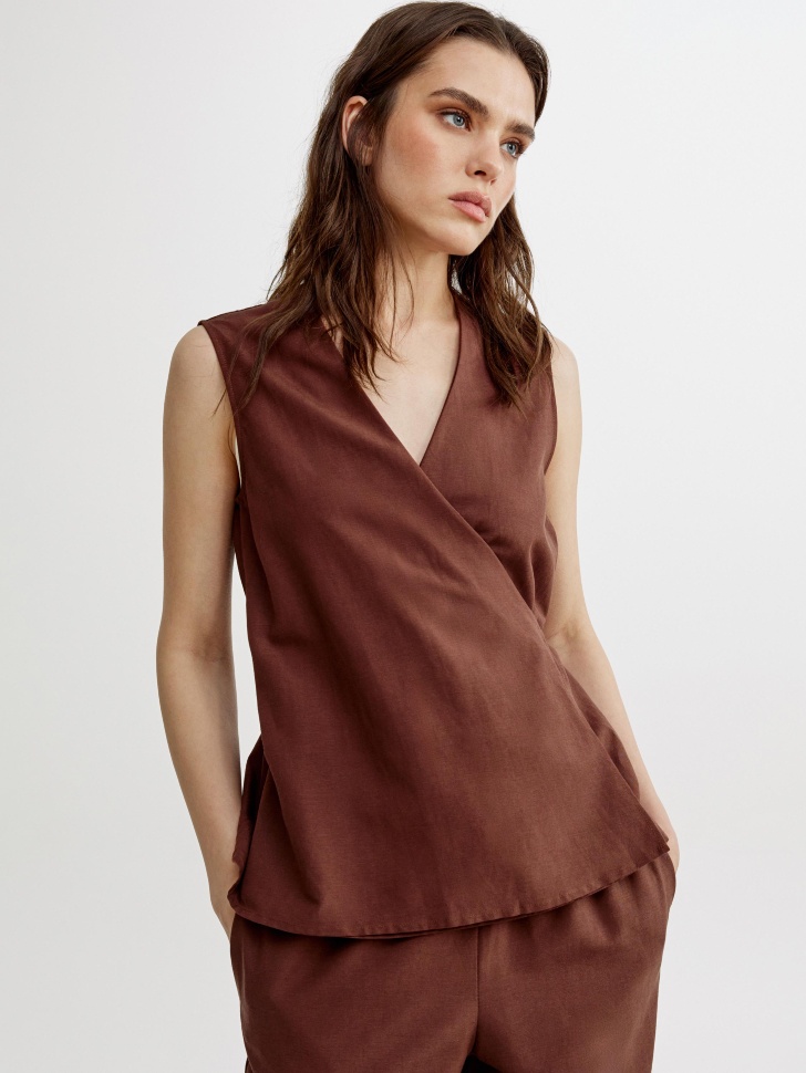 

Топ с запахом из смесового льна, SL6806010201