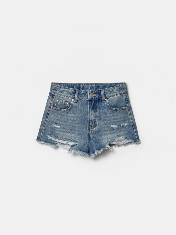 Шорты джинсовые Sela рваные, синий, арт. 53650