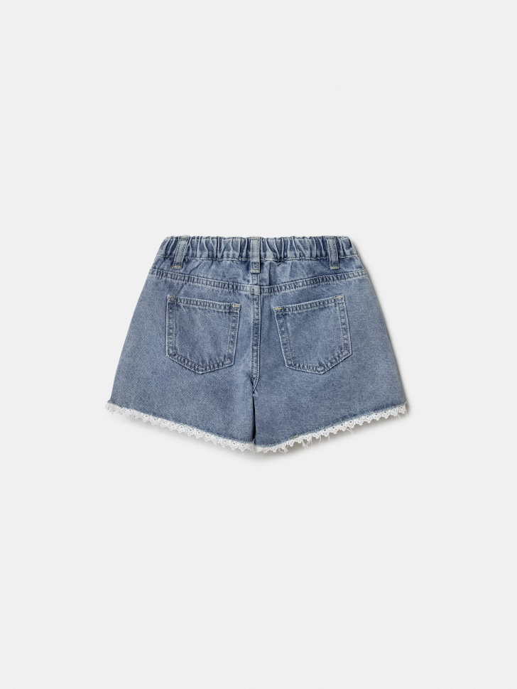 джинсовые шорты с кружевом и бантиками для девочек из россии вид сбоку