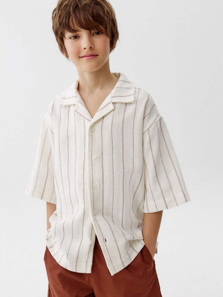 Рубашка Sela из фактурного хлопка, бежевый, арт. 52654