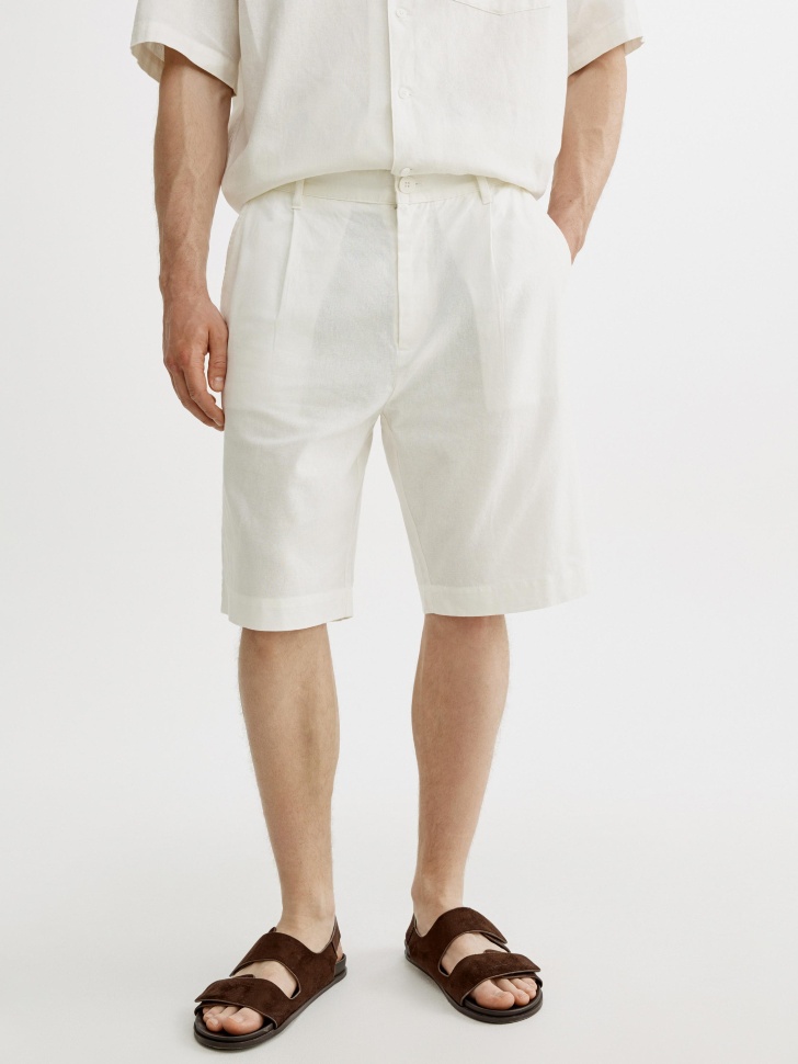 шорты из смесового льна от бренда sela вид слева