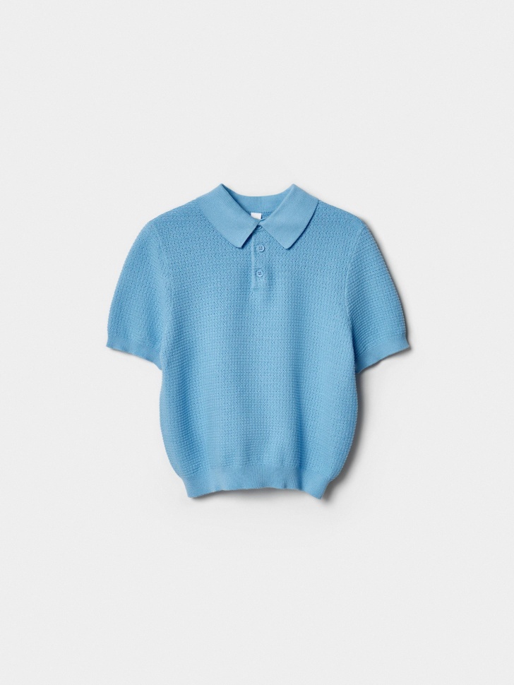 вязаное поло с коротким рукавом для мальчиков из россии вид сбоку