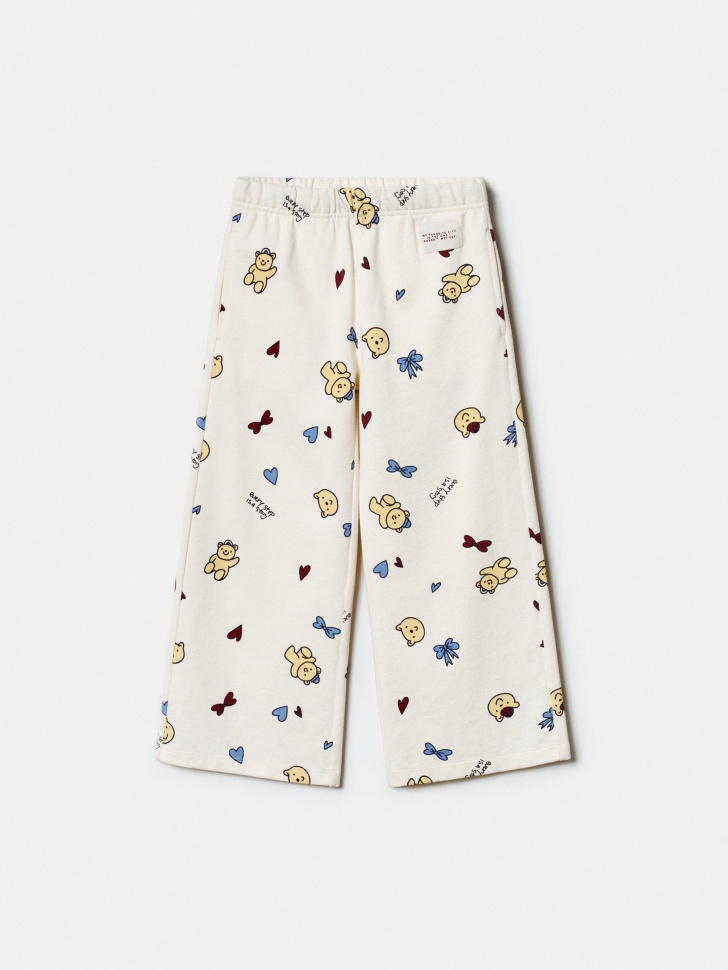 широкие брюки с принтом для девочек из россии вид сбоку