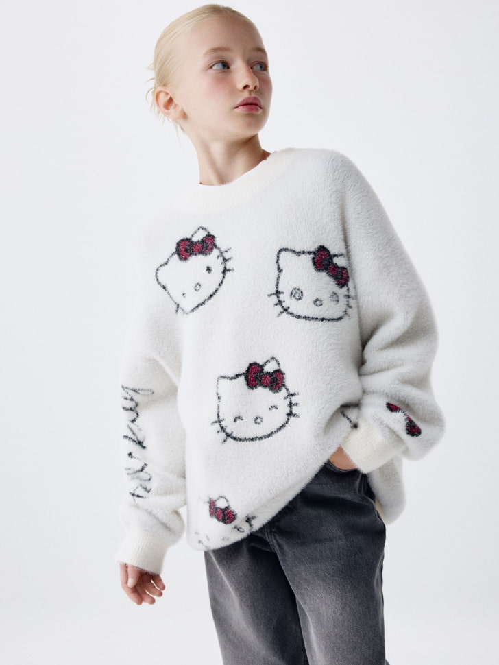 

Пушистый джемпер с Hello Kitty для девочек