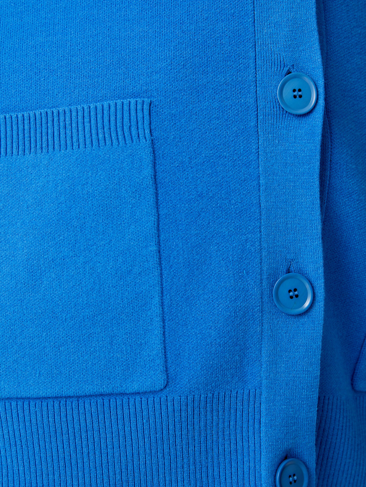 Длинный вязаный кардиган с карманами (синий, M) sela 4680129036065 - фото 4