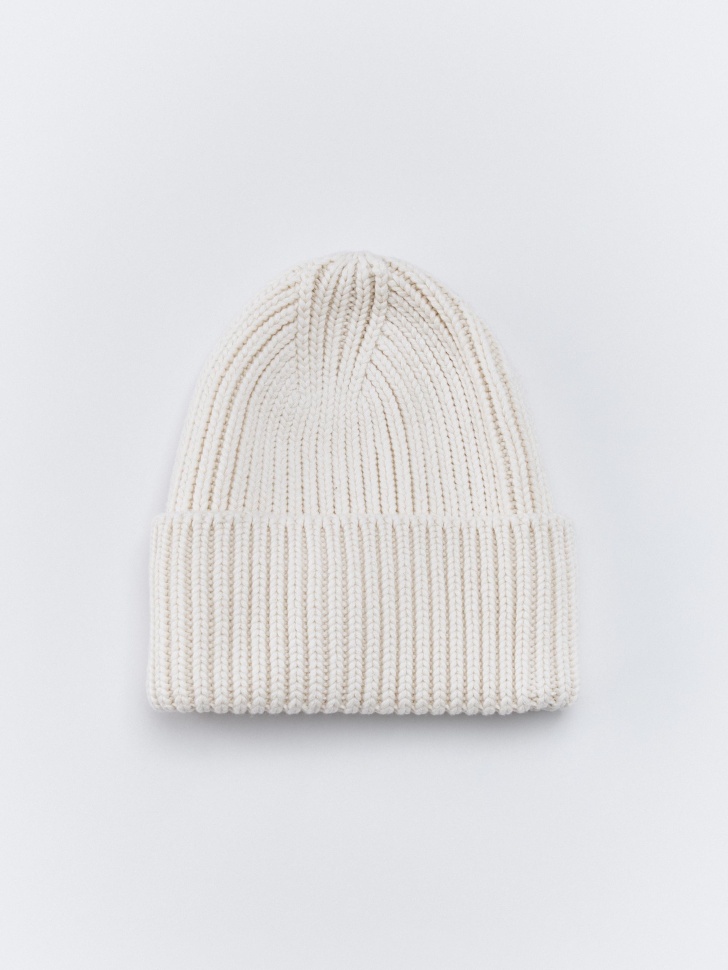 Шапка-бини Sela хлопковая крупной вязки, бежевый, арт. 33045