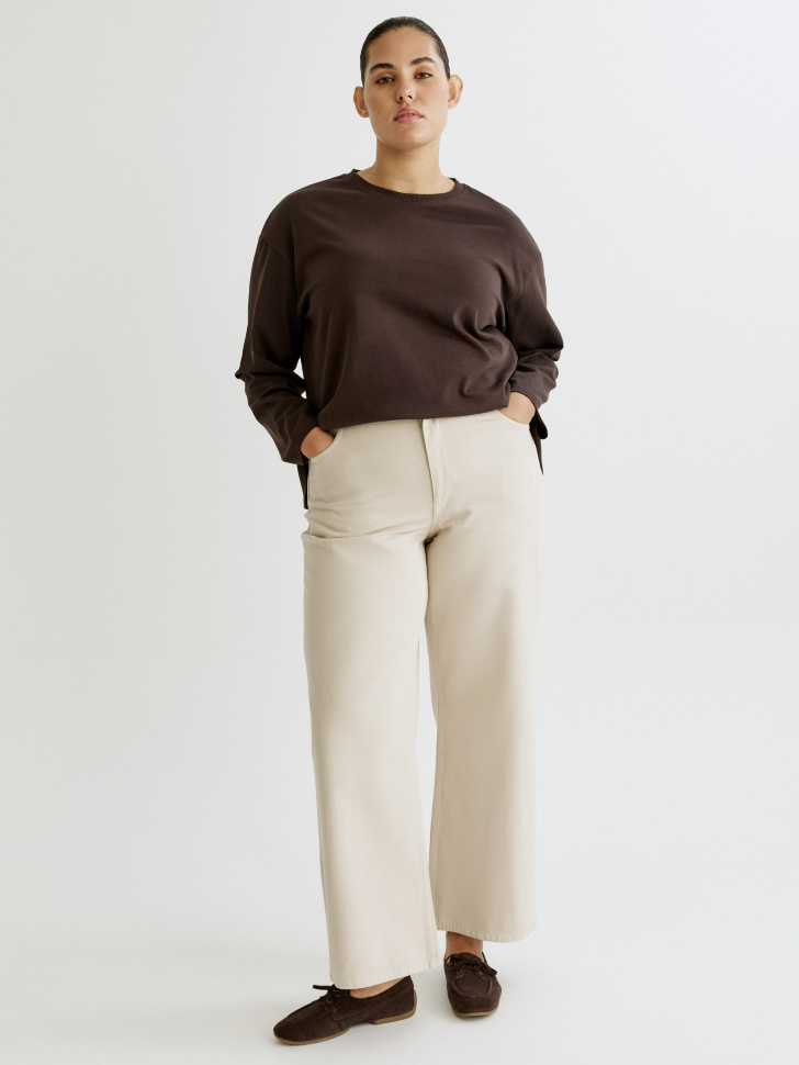 лонгслив anna oversize fit из хлопка спереди