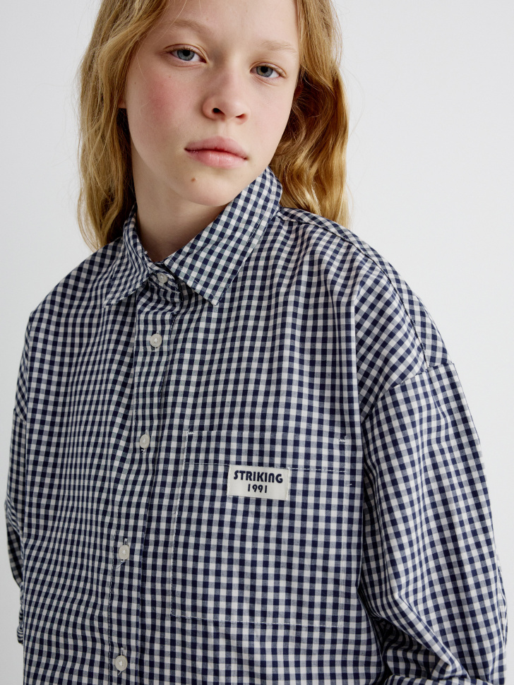 рубашка оверсайз в клетку для девочек 4610517067388 в интернет магазине