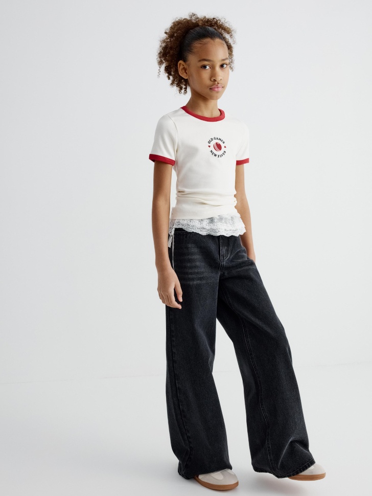 облегающая футболка с принтом для девочек 4610517154255 по акции