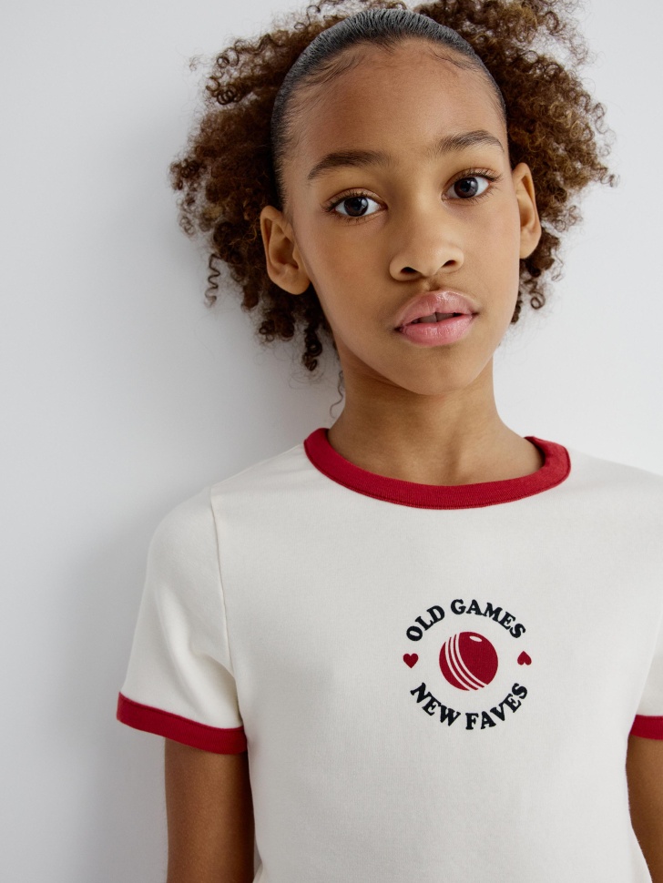 облегающая футболка с принтом для девочек 4610517154255 в интернет магазине