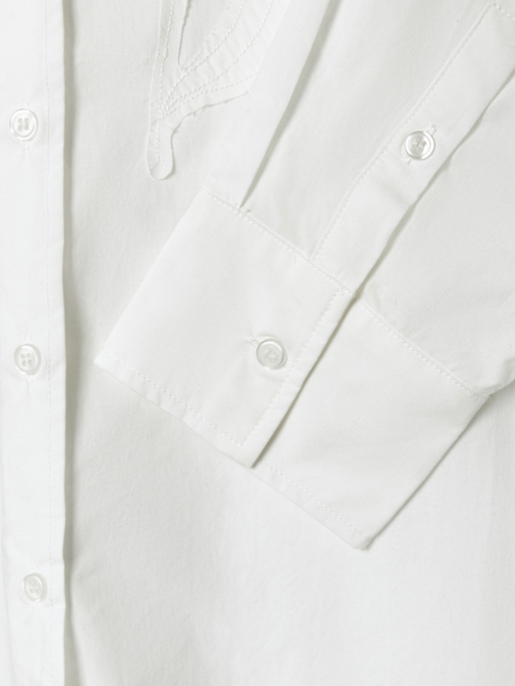 рубашка оверсайз с аппликацией из смесового тенселя универсального стиля с лицевой стороны