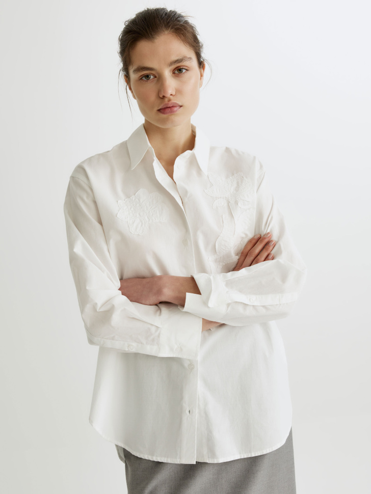 Рубашка оверсайз SELA с аппликацией, арт. 36691