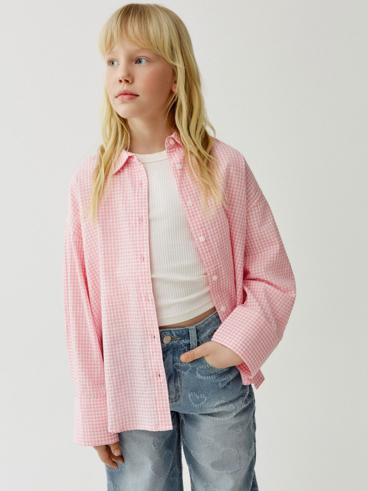 Рубашка оверсайз в клетку для девочек 2299₽