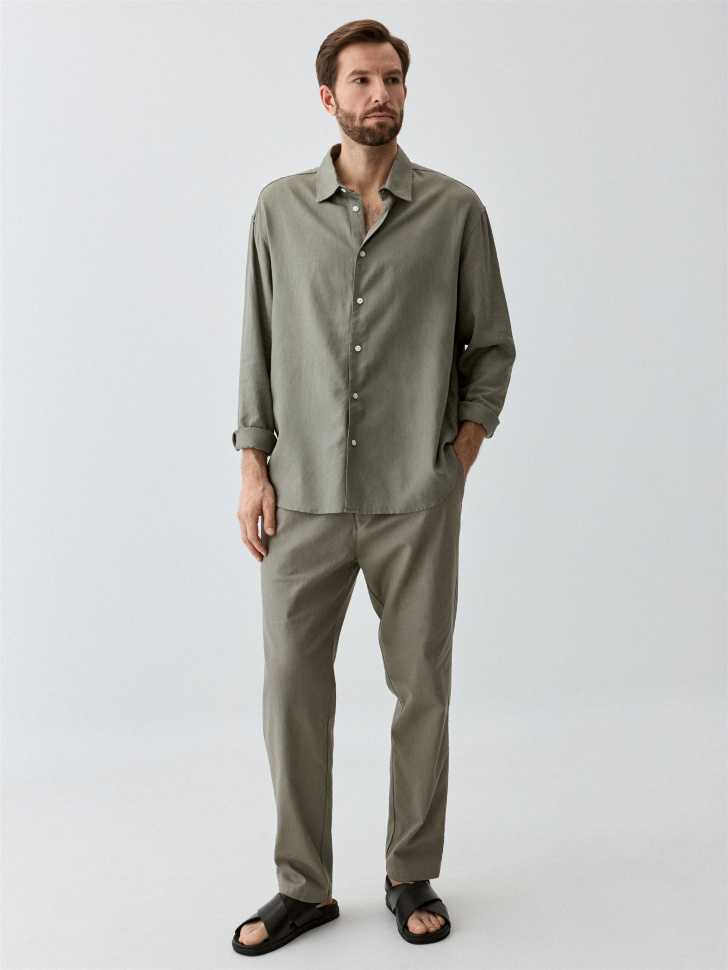 

Прямые брюки из смесового льна, 4805111501