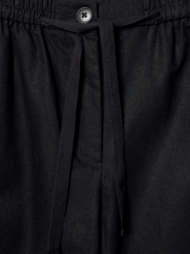 брюки из льна и хлопка с эффектом стирки из хлопка спереди