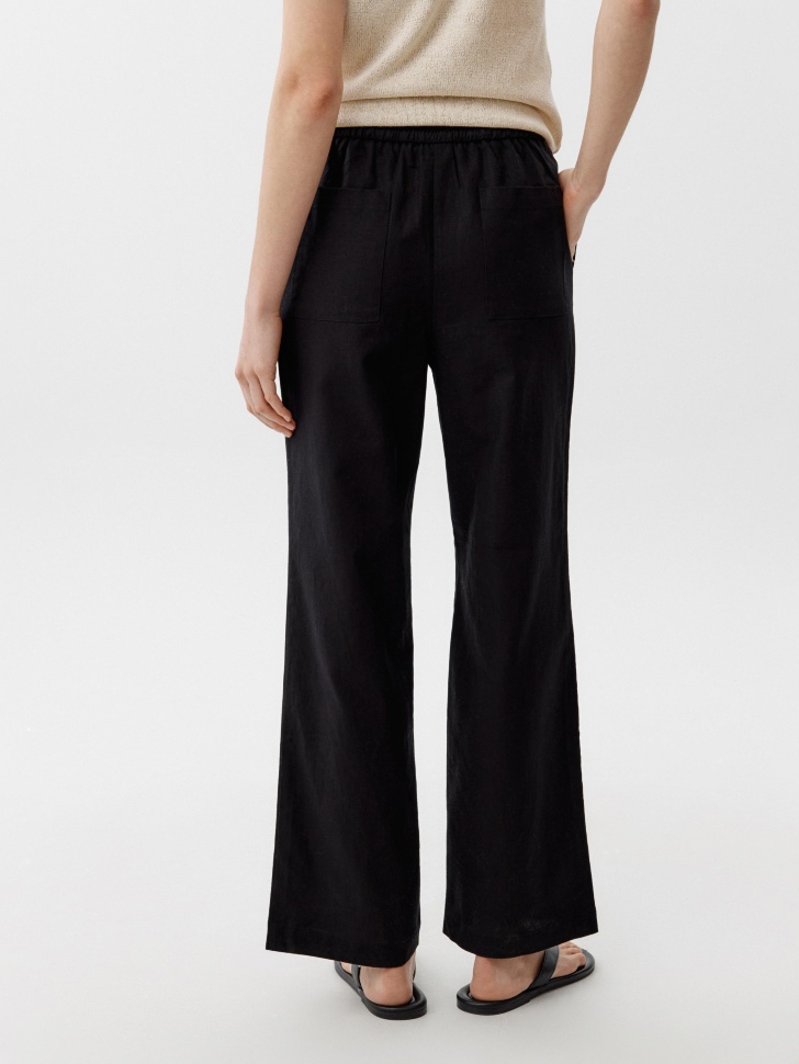 брюки из льна и хлопка с эффектом стирки по цене 3999 руб вид справа