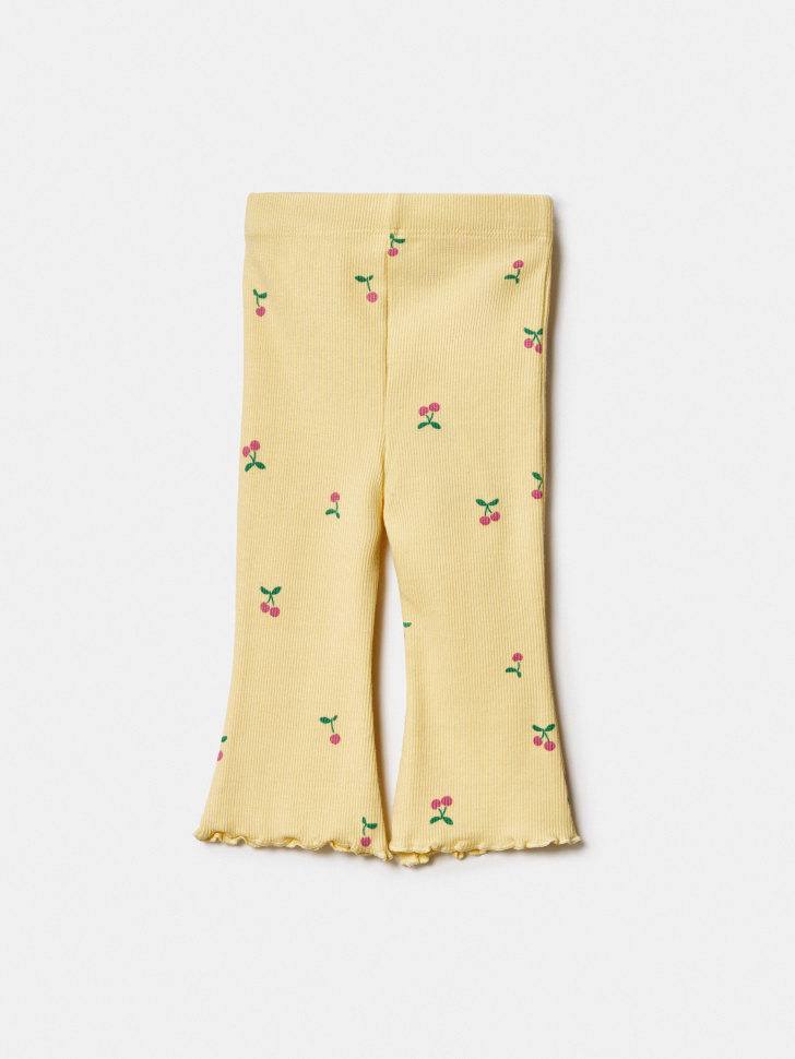 трикотажные брюки клеш в рубчик для малышей от бренда sela вид слева