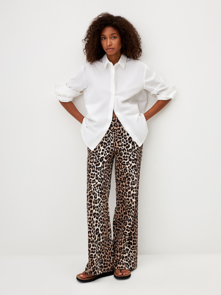 Вельветовые брюки с леопардовым принтом