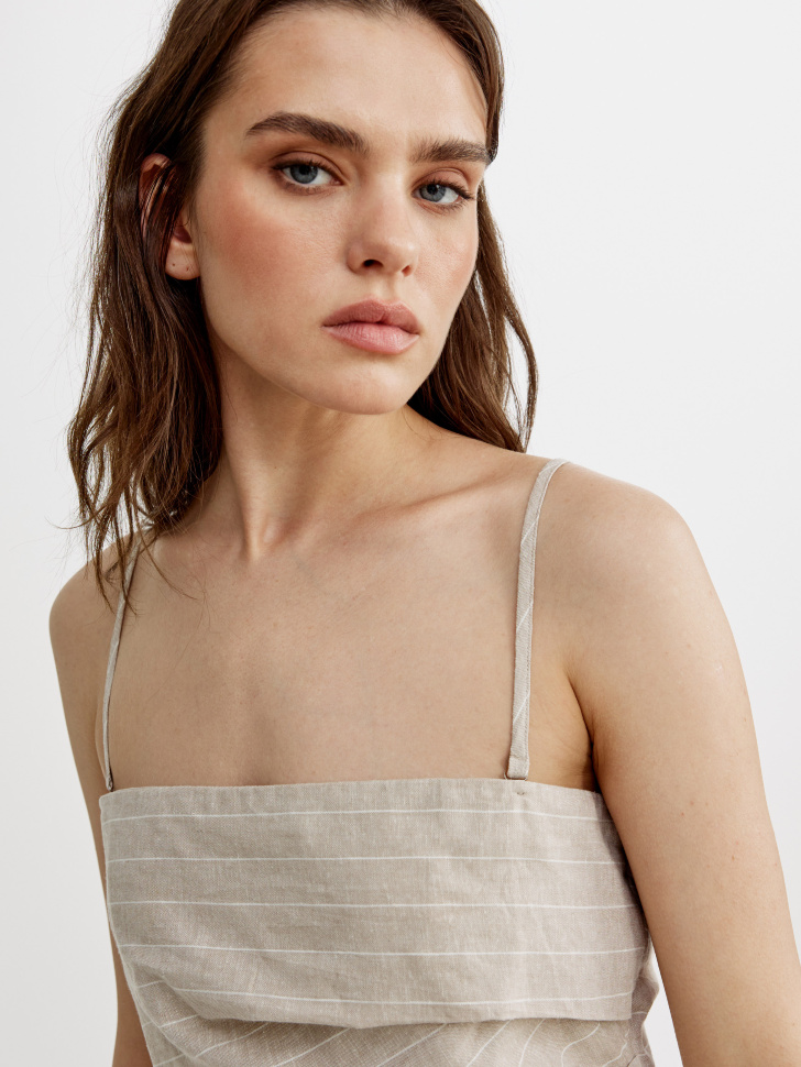 платье-бандо миди из смесового льна по цене 4599 руб вид справа