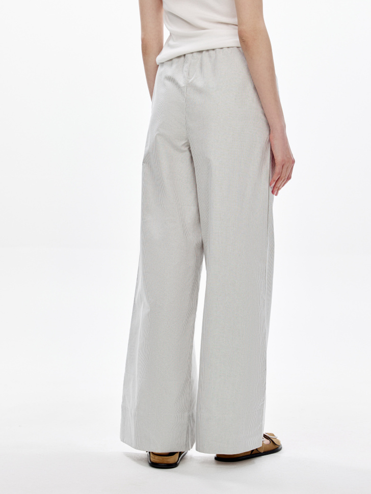 широкие брюки в полоску из хлопка по цене 3599 руб вид справа
