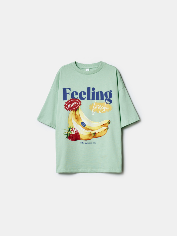 футболка оверсайз с принтом для девочек по цене 1299 руб вид справа