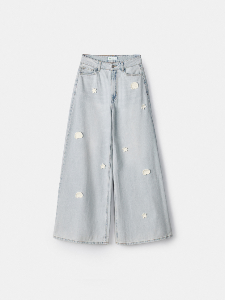Широкие джинсы Sela с декором, голубой, арт. 54736