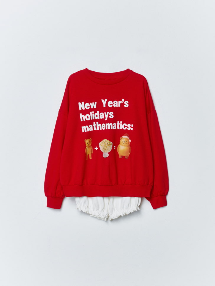 новогодняя пижама с принтом для девочек 4680798753829 с промокодом