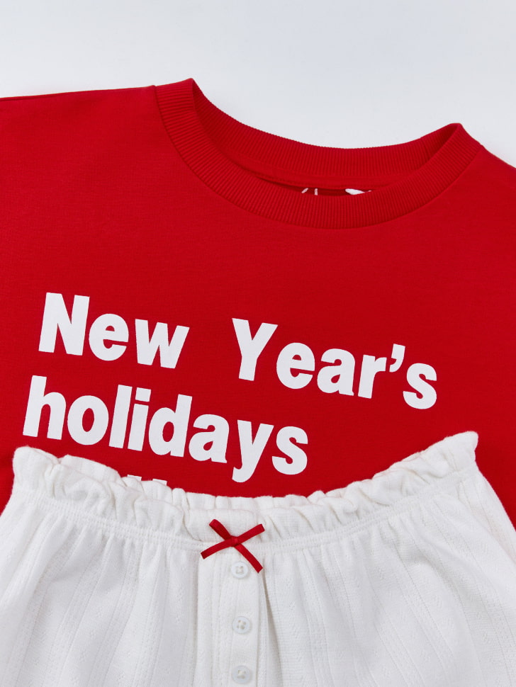 новогодняя пижама с принтом для девочек 4680798753829 со скидкой