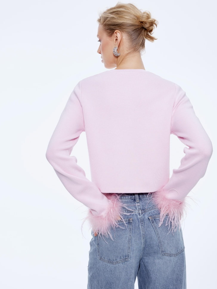 вязаный кардиган с перьями 4610517191106 в интернет магазине