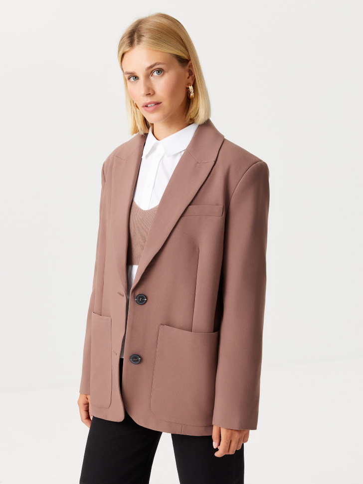 Объемный пиджак (коричневый, L) от Sela