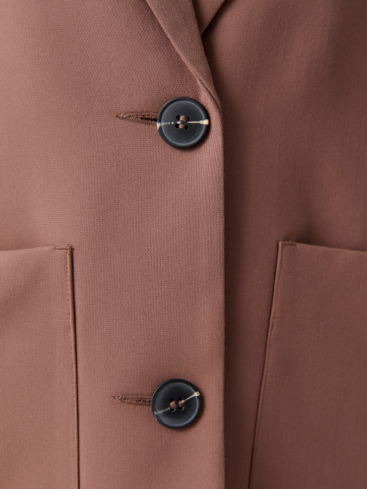 Объемный пиджак (коричневый, XS) sela 4640078834419 - фото 3