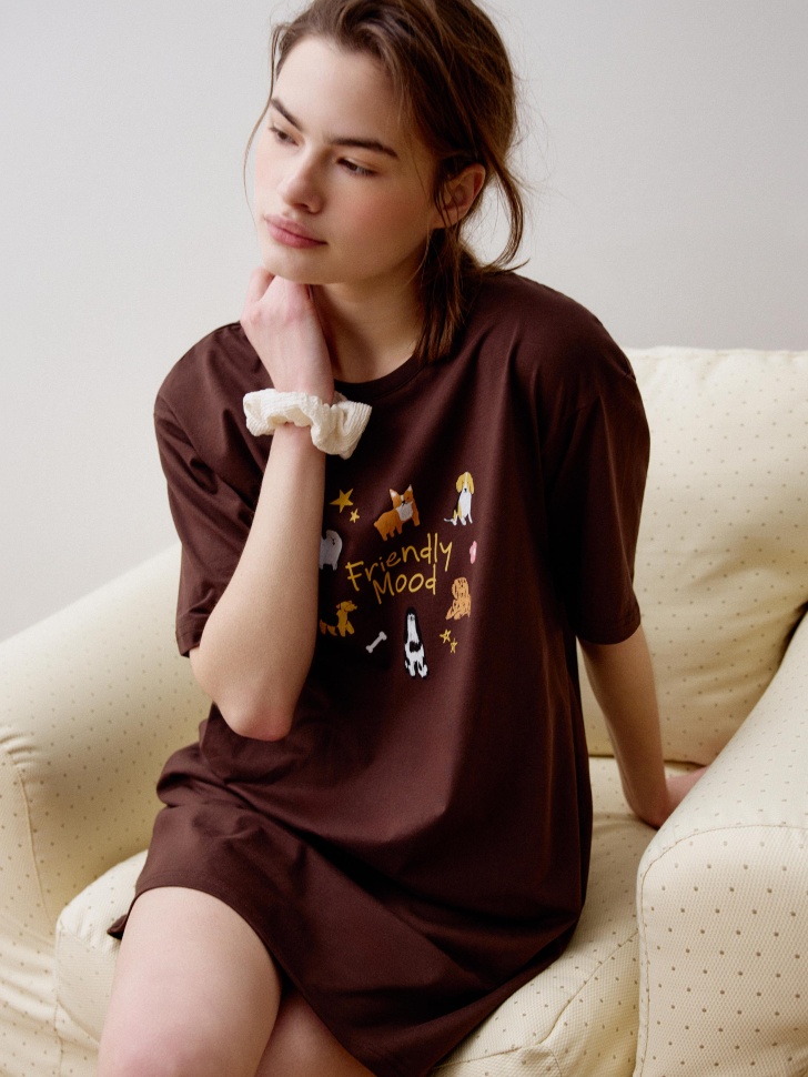 домашнее платье-футболка оверсайз с принтом 4610517328168 фотография