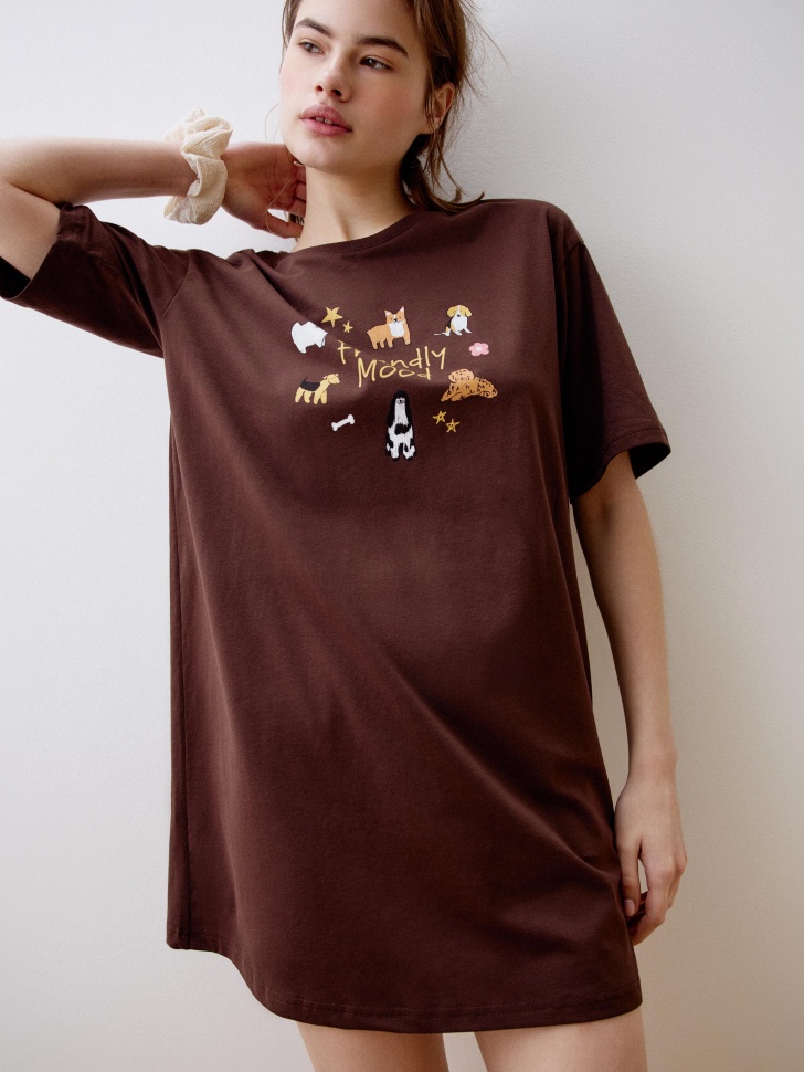 домашнее платье-футболка оверсайз с принтом 4610517328168 по низкой цене