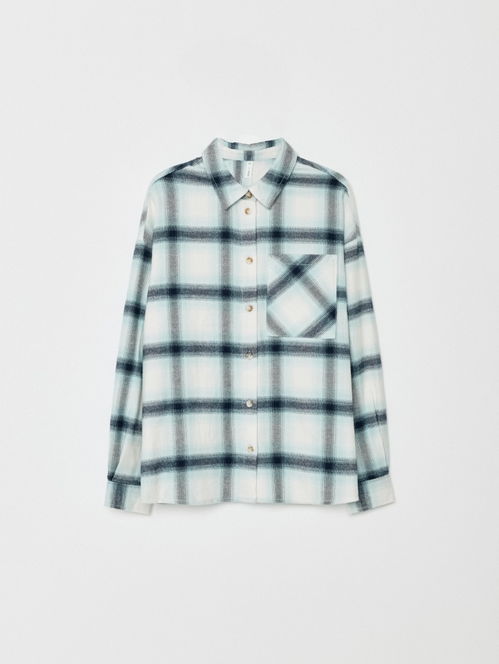фланелевая рубашка оверсайз в клетку для девочек 4610517079114 фотография