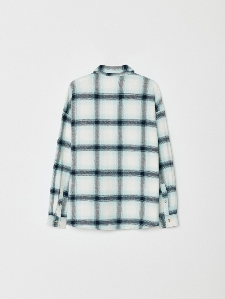 фланелевая рубашка оверсайз в клетку для девочек 4610517079114 по акции