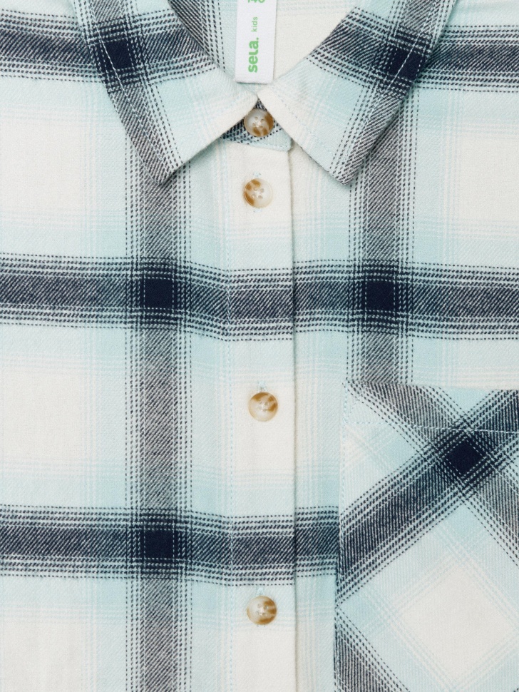 фланелевая рубашка оверсайз в клетку для девочек 4610517079114 в интернет магазине