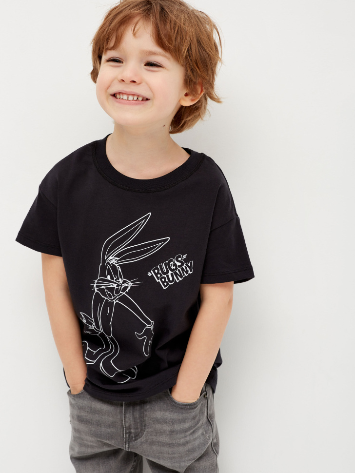 

Футболка с принтом Looney Tunes для мальчиков, Черный