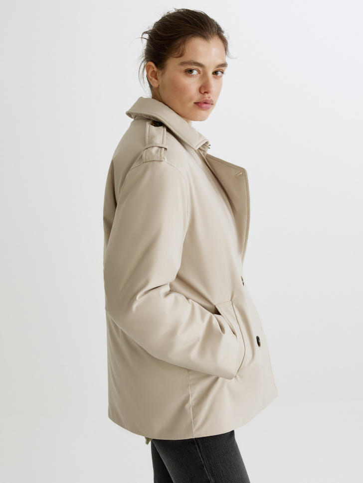 двубортная базовая куртка-тренч с мембраной по цене 6999 руб вид справа