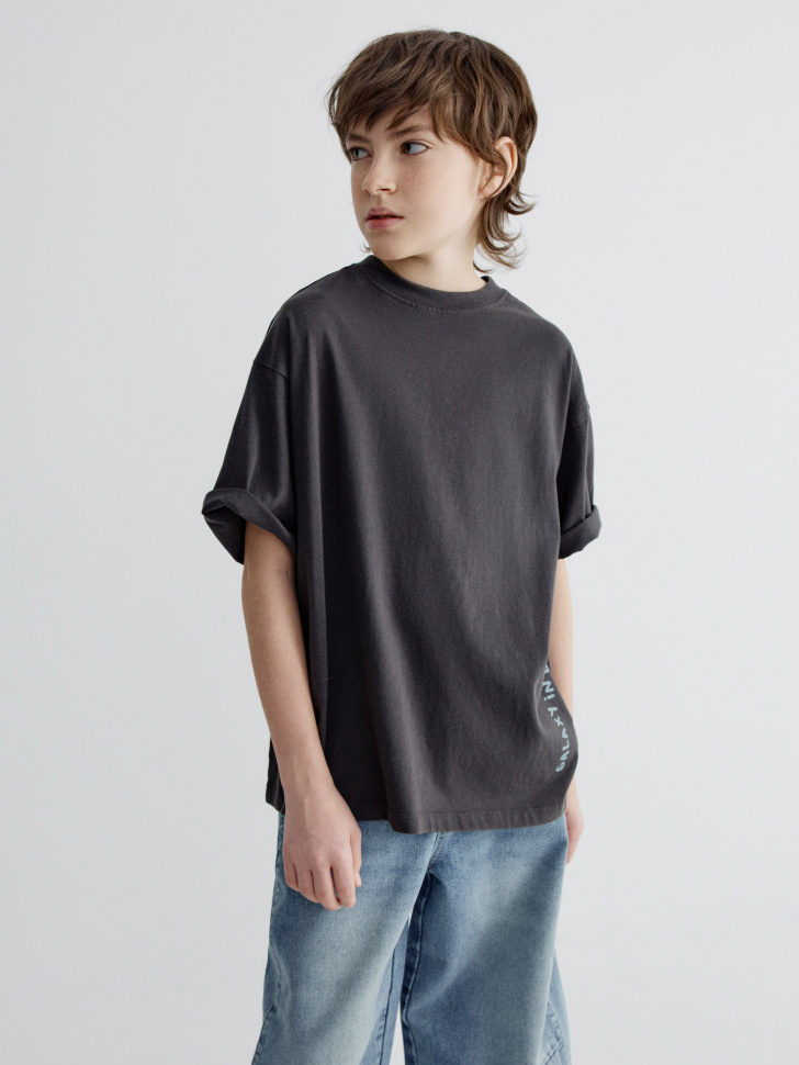 футболка оверсайз с принтом для мальчиков из россии вид сбоку