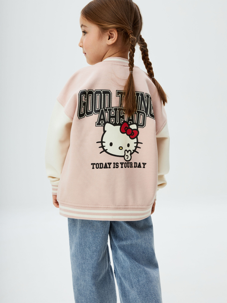 

Бомбер в стиле преппи с принтом Hello Kitty для девочек