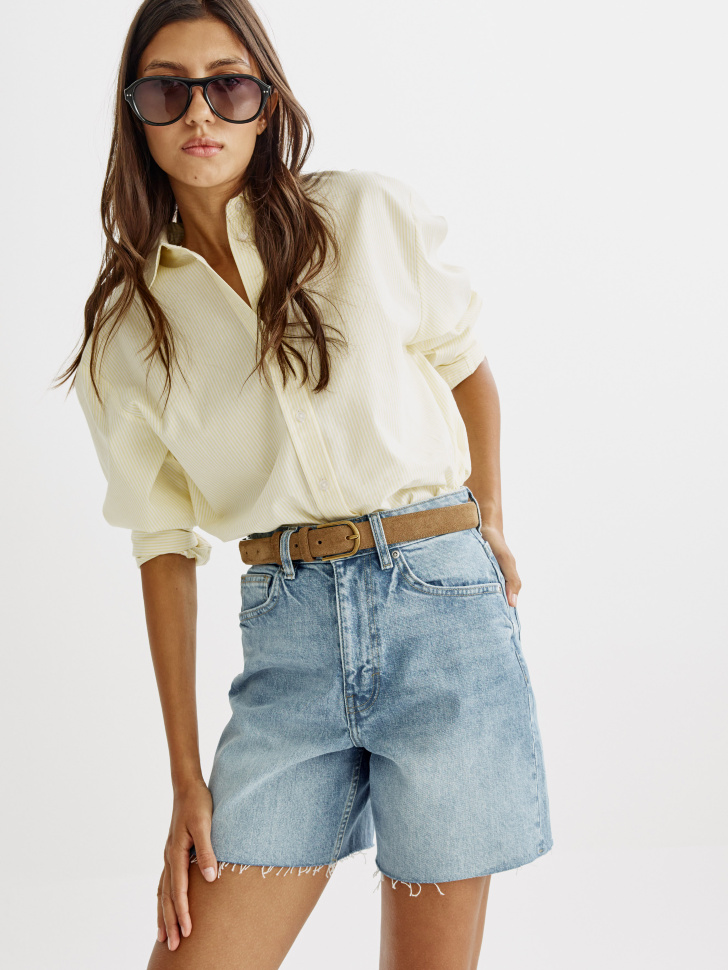 Sela Джинсовые шорты с необработанным краем, голубой, арт. 42996