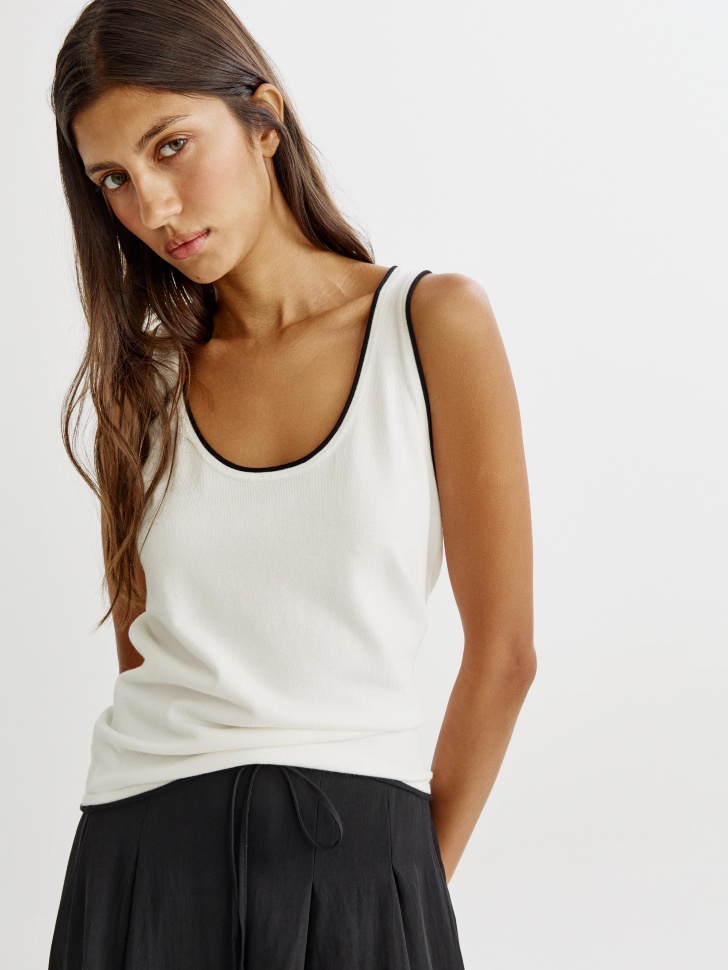 Танк-топ Sela с контрастной окантовкой, белый, арт. 52349