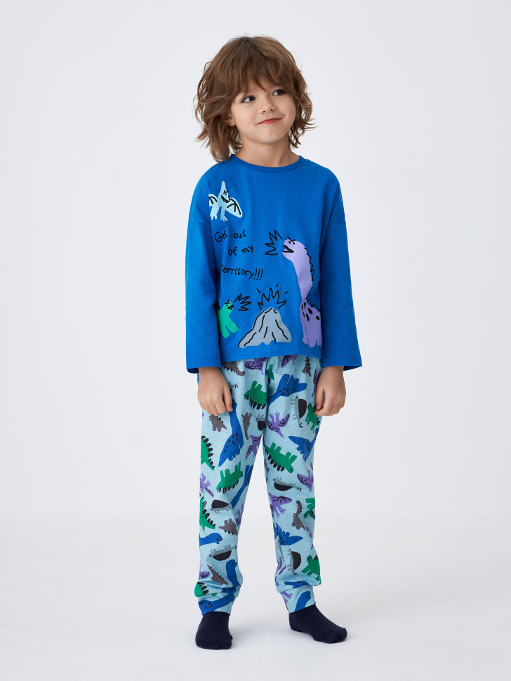Пижама с принтом для мальчиков (синий, 104-110)