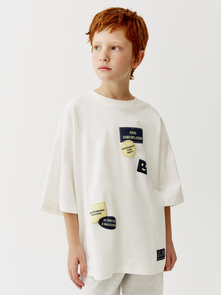 Футболка Sela оверсайз с принтом, белый, арт. 54384