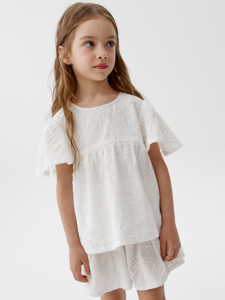 

Хлопковая блузка с вышивкой для девочек, SL6805040506